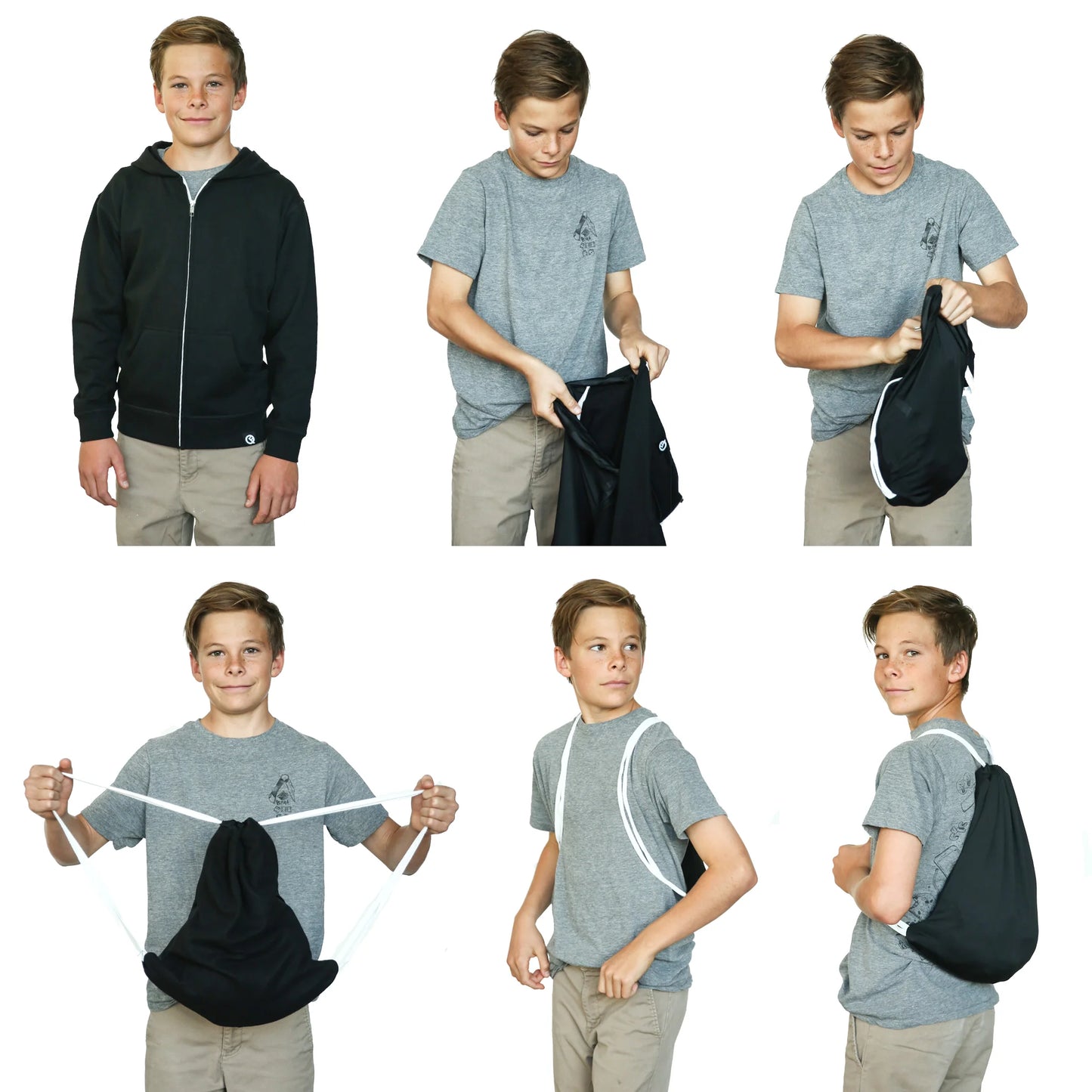 QUIKFLIP Kids Hero Hoodie Lite Full Zip, Schwarz