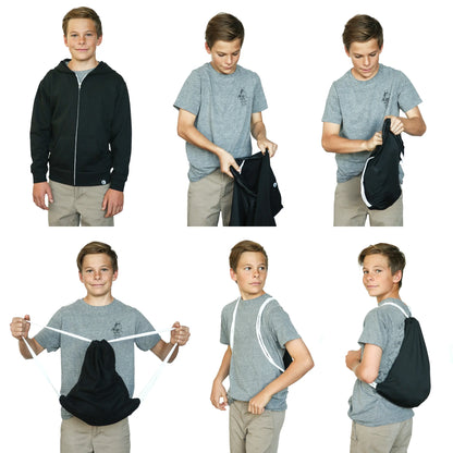 QUIKFLIP Kids Hero Hoodie Lite Full Zip, Schwarz